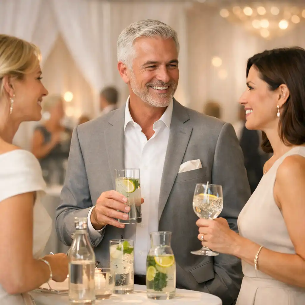 Goście rozmawiający podczas eleganckiego networkingu
