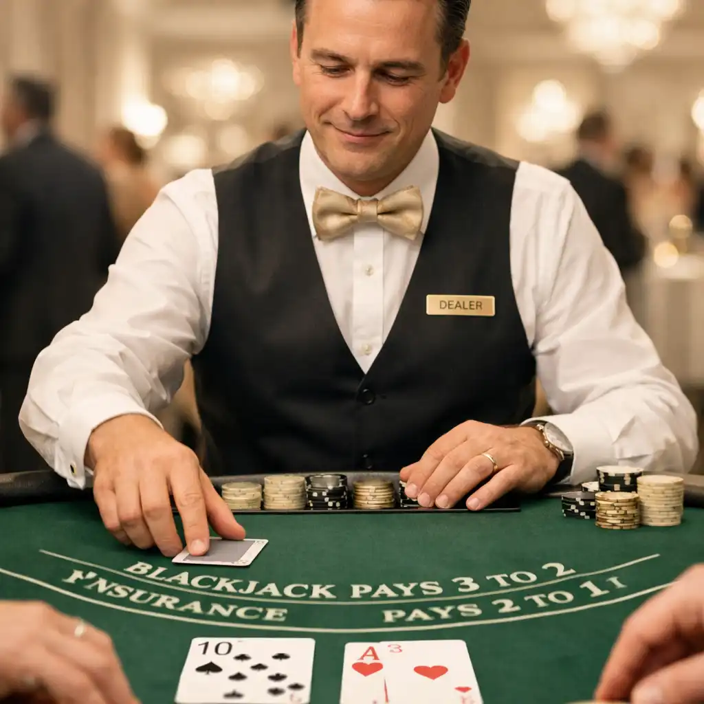 Licencjonowany krupier prowadzący stół blackjacka